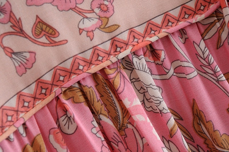 Posy Lane Boho Floral Print Long Sleeve Maxi Dress