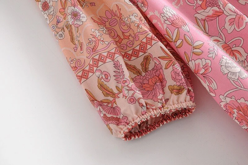 Posy Lane Boho Floral Print Long Sleeve Maxi Dress